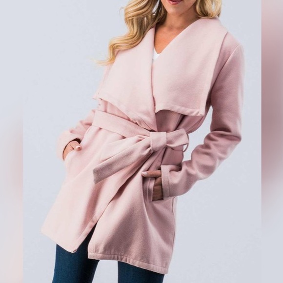 Drape Coat with Tie - Picture 2 of 8